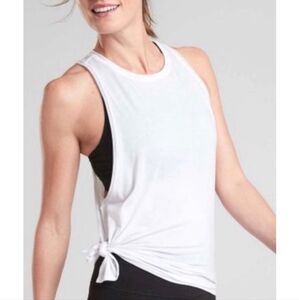 Athleta Small White Essence Mesh Details Tank Athletic Top